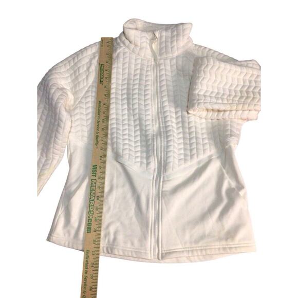 AVIA Womens Size Medium 8-10 White Quilted Full Zip Pockets Mixed Media Jacket - Picture 8 of 10